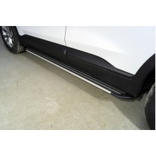 Пороги алюминиевые Slim Line Silver 1820 мм для Hyundai Santa Fe 2021-2023
