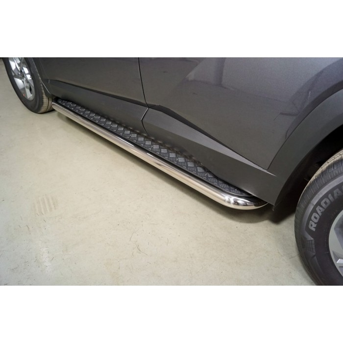 Пороги с площадкой алюминиевый лист 60,3 мм для Hyundai Tucson 2021-2023
