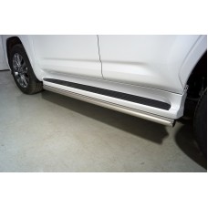 Пороги с площадкой алюминиевый лист 60,3 мм для Toyota Land Cruiser 300 2021-2023