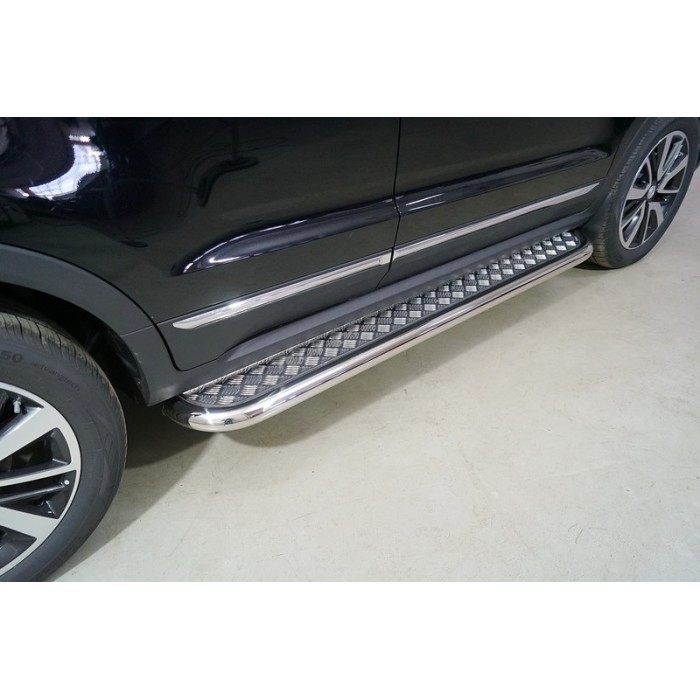 Пороги с площадкой алюминиевый лист 60,3 мм на 2WD для Changan CS55 2022