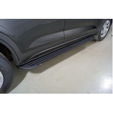 Пороги алюминиевые Slim Line Black 1720 мм для Hyundai Creta 2021-2023