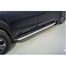 Пороги алюминиевые ТСС с накладкой для Subaru Outback 2021-2022