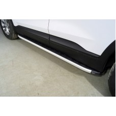 Пороги алюминиевые ТСС с накладкой 1820 мм для Hyundai Santa Fe 2021-2023