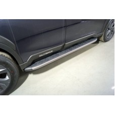Пороги алюминиевые ТСС с накладкой серые для Subaru Outback 2021-2022