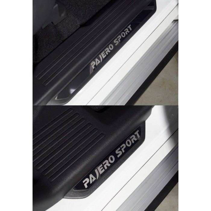 Накладки на пороги вставка зеркальные с надписью Pajero Sport 4 шт для Mitsubishi Pajero Sport 2021-2023 артикул MITPASPOR21-07