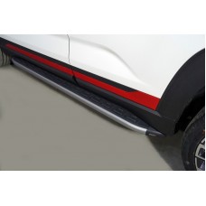 Пороги алюминиевые ТСС с накладкой серебристые на 2WD 1.5T для Changan CS35 plus  2022-2023