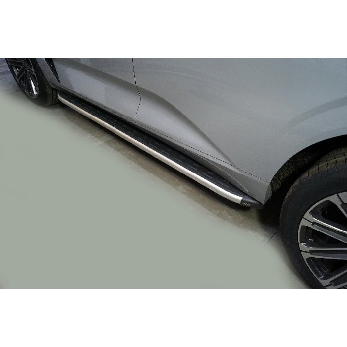 Пороги алюминиевые ТСС с накладкой на 4WD 2.0 для Changan UNI-K 2020-2023