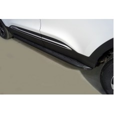 Пороги алюминиевые ТСС с накладкой чёрные для Chery Tiggo 4 pro 2020-2023