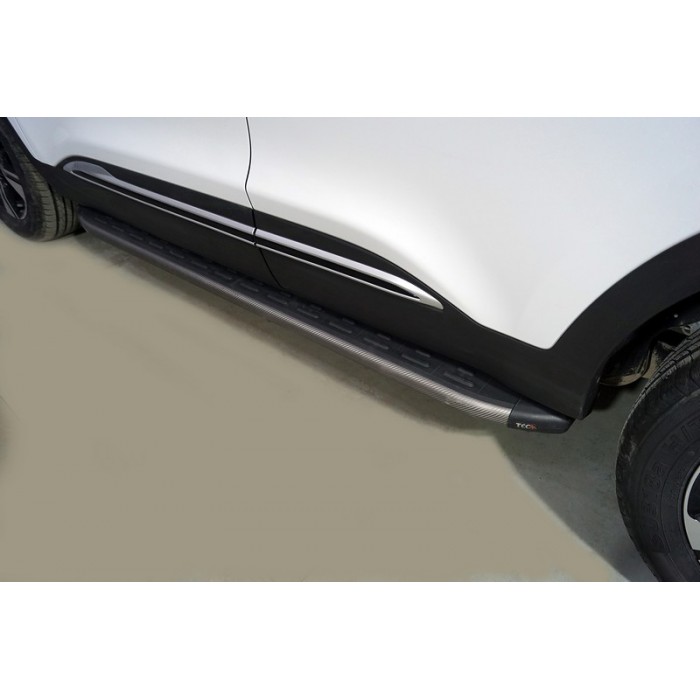 Пороги алюминиевые ТСС с накладкой серые для Chery Tiggo 4 pro 2020-2023