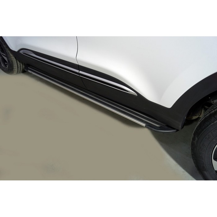 Пороги алюминиевые Slim Line Silver 1720 мм для Chery Tiggo 4 pro 2020-2023