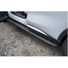 Пороги алюминиевые ТСС с накладкой чёрные на 4WD 2.0L для Exeed RX 2023-2024