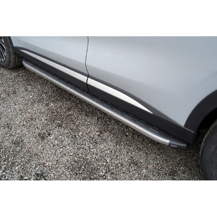 Пороги алюминиевые ТСС с накладкой серые на 4WD 2.0L для Exeed RX 2023-2024