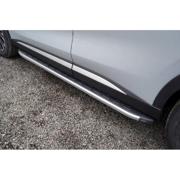 Пороги алюминиевые ТСС с накладкой серебристые на 4WD 2.0L для Exeed RX 2023-2024