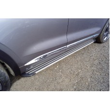 Пороги алюминиевые Slim Line Silver 1820 мм для Geely Monjaro 2022-2023