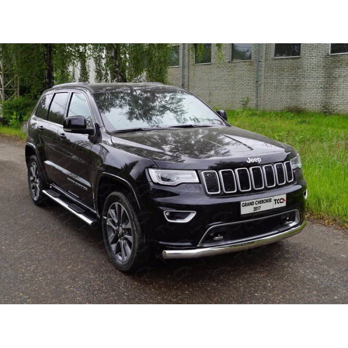 Защита передняя овальная длинная 75х42 мм для Jeep Grand Cherokee 2017-2021