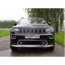 Защита передняя овальная с ДХО 75х42 мм для Jeep Grand Cherokee 2017-2021