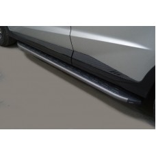 Пороги алюминиевые ТСС с накладкой серые для Jetour X70 Plus 2023-2024