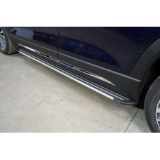 Пороги алюминиевые Slim Line Silver 1920 мм на 2WD для Jetour X90 Plus 2023-2024