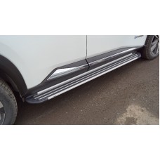 Пороги алюминиевые Slim Line Silver на 4WD для Nissan X-Trail T33 2023-2024