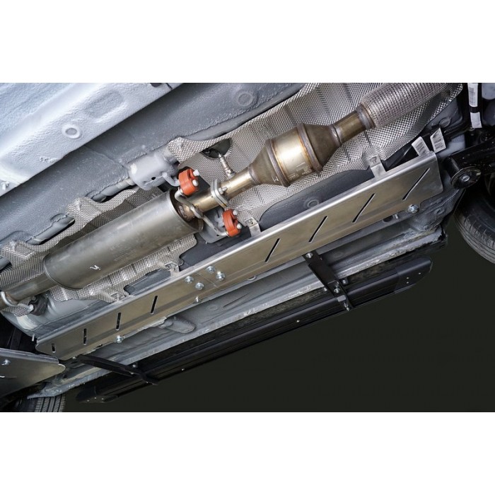 Защита топливопровода ТСС алюминий 4 мм (комплект 2 шт) для Москвич 3/JAC JS4 2020-2023
