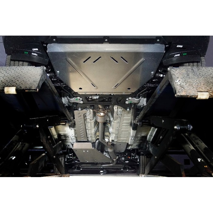 Защиты комплект ТСС алюминий 4 мм (картер, кпп, топливопровод, бак, задний редуктор) на 4WD 2.0L для Exeed RX 2023-2024