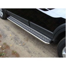 Пороги с площадкой нержавеющий лист 42 мм для Chevrolet Captiva 2006-2016