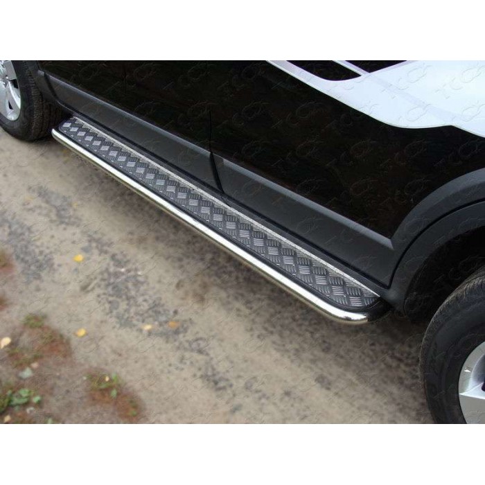 Пороги с площадкой нержавеющий лист 42 мм для Chevrolet Captiva 2006-2016 для Chevrolet Captiva 2006-2016