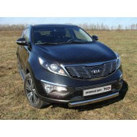 Защита передняя овальная короткая 75-42 мм для Kia Sportage 2014-2015