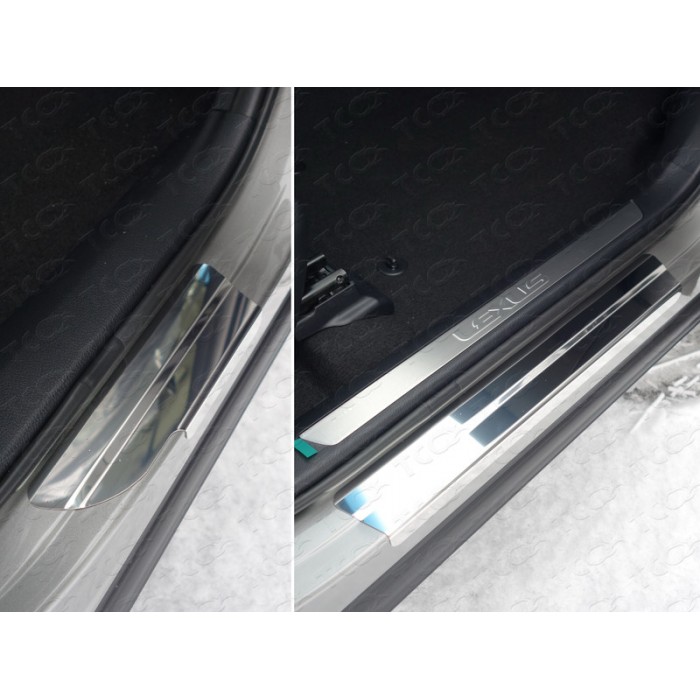 Накладки на пороги зеркальный лист 1 мм для Lexus NX-200t 2014-2017 артикул LEXNX20015T-24