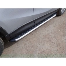 Пороги алюминиевые ТСС с накладкой для Mazda CX-5 2015-2023