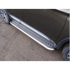 Пороги с площадкой алюминиевый лист 60 мм для Mitsubishi Outlander 2015-2018