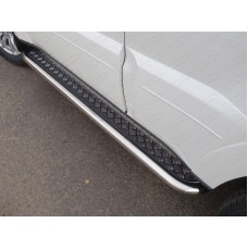 Пороги с площадкой алюминиевый лист 60 мм для Mitsubishi Pajero 4 2014-2022