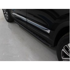 Пороги алюминиевые с пластиковой накладкой карбон черные для Chery Tiggo 8 2020-2022