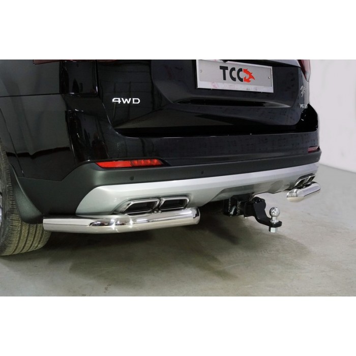 Защита задняя уголки 76 мм на авто без пневмоподвески  для Kia Mohave 2020-2023 артикул KIAMOH20-19