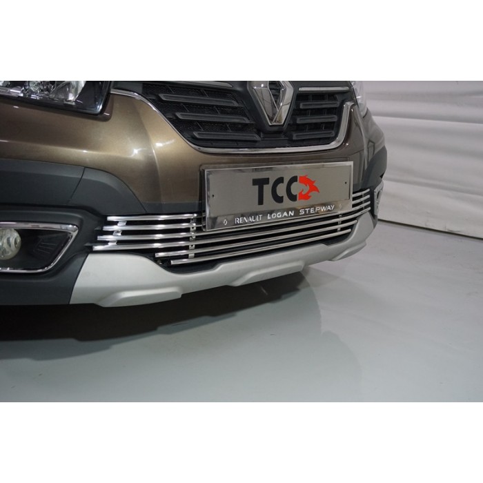 Накладка решетки радиатора нижняя 12 мм для Renault Logan Stepway 2018-2022 артикул RENLOGST18-01
