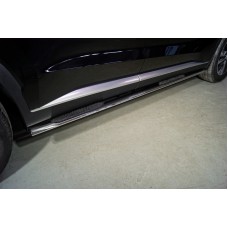 Пороги овальные с накладками 75х42 мм для Hyundai Palisade 2020-2023