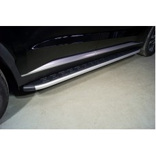 Пороги алюминиевые ТСС с накладкой для Hyundai Palisade 2020-2023