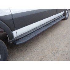 Порог алюминиевый ТСС с накладкой левый чёрный 2220 мм для Ford Transit FWD L2 2014-2023