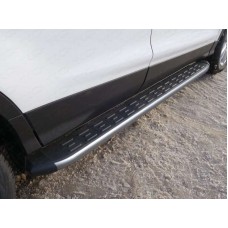 Пороги алюминиевые ТСС с накладкой серые для Ford Kuga 2016-2019