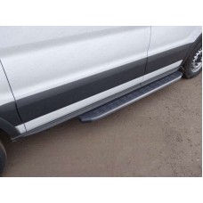 Порог алюминиевый ТСС с накладкой правый чёрный 1720 мм для Ford Transit 2014-2023