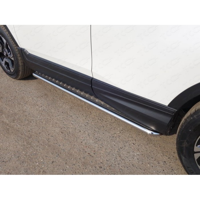 Пороги с площадкой алюминиевый лист 42 мм для Honda CR-V 2017-2023 артикул HONCRV17-21