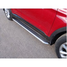 Пороги с площадкой нержавеющий лист 60 мм для Hyundai Santa Fe 2018-2020