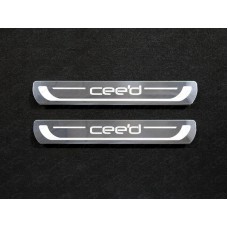 Накладки на пороги лист зеркальный надпись CEED 2 штуки для Kia Ceed 2012-2018