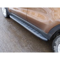 Пороги алюминиевые ТСС с накладкой чёрные для Kia Sportage 2019-2024