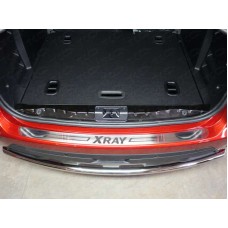 Накладка на задний бампер лист шлифованный надписьXRay для Lada XRay 2016-2022