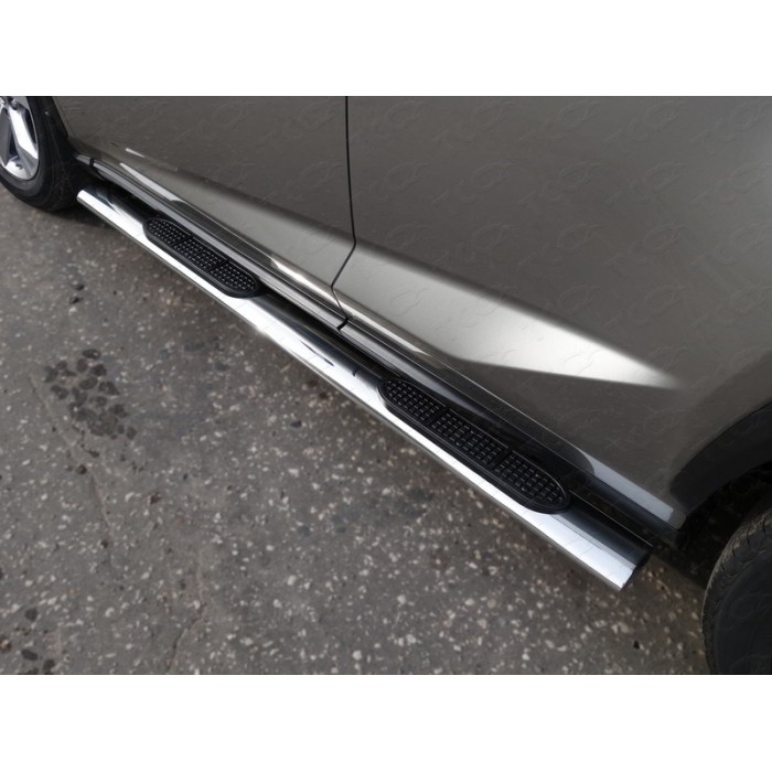 Пороги овальные с накладками 120х60 мм для Lexus NX 2017-2021 артикул LEXNX17-07