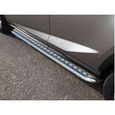 Пороги с площадкой алюминиевый лист 42 мм для Lexus NX-200 2014-2017