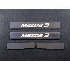 Накладки на пороги зеркальный лист надпись Mazda 3 для Mazda 3 2013-2018