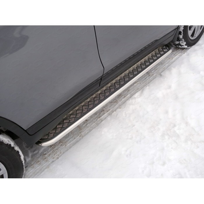 Пороги с площадкой алюминиевый лист 42 мм для Nissan X-Trail T32 2019-2022 артикул NISXTR18-26