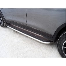 Пороги с площадкой нержавеющий лист 75х42 мм для Nissan X-Trail T32 2019-2023